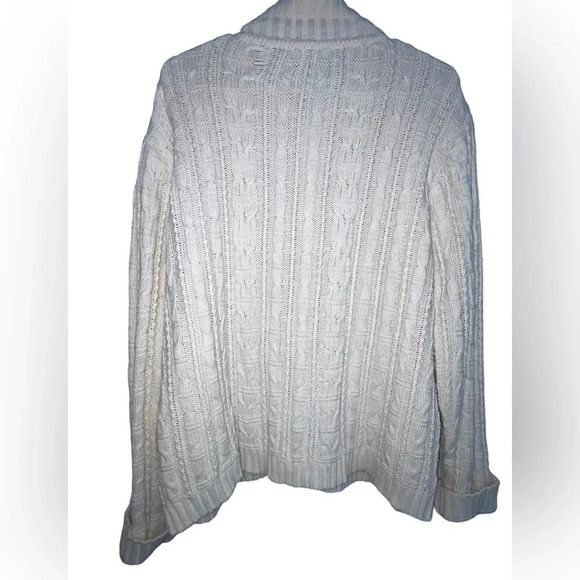 Talbots Cable Knit Women’s Zip up Sweater Jacket. Cream Sz Medium 100% Cotton - Picture 3 of 8